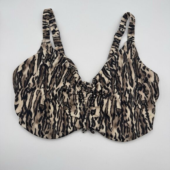 Elomi Fierce Bikini Top Size 36K (US) Black Animal Print Underwire Swim Bra 7203 - Picture 1 of 11